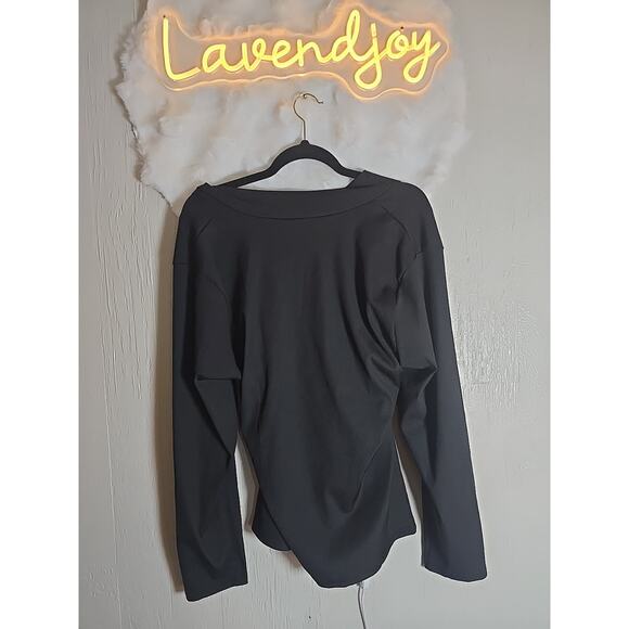 Black Top Cross Back Ballerina Long Sleeve Plus Size XL Unbranded Womens NWOT - Picture 5 of 5